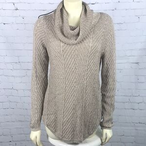 Eight Eight Eight Cowl neck Sweater Size Medium Tan EUC Basket weave look